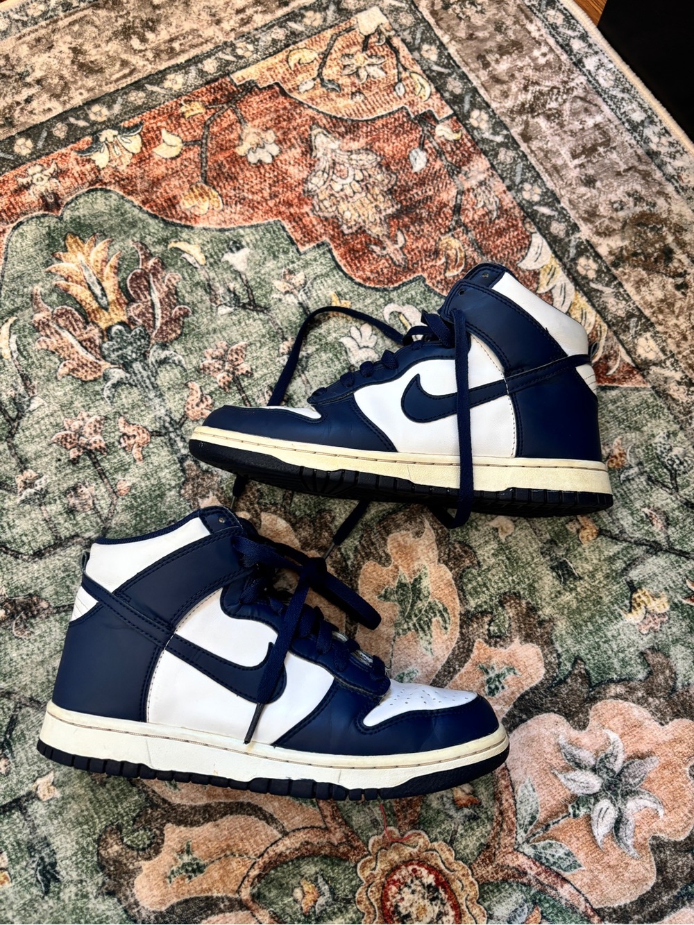 Nike Dunk High Top Sneakers “ Midnight Navy “ w/ White Leather Base